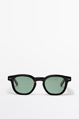 Massimo Dutti - Male - Runde Solbriller - Brun - 01