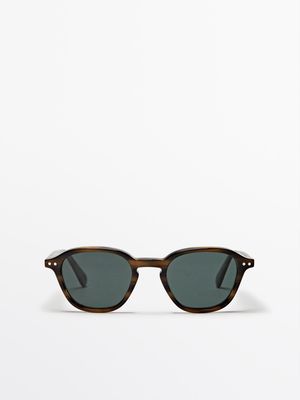 Massimo Dutti - Herre - Runde Solbriller - Grøn - 01