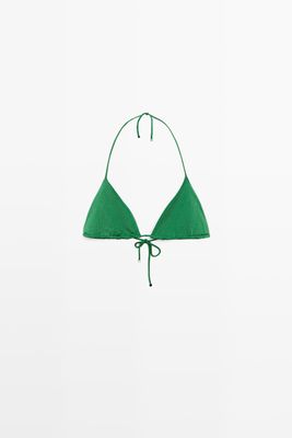 Massimo Dutti - Female - Trekantet Bikini-Bh Med Glimmer - Grøn - S