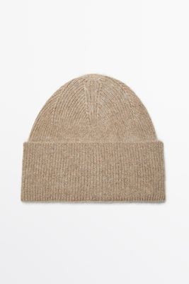 Massimo Dutti - Female - Strikket Beanie-Hue I 100 % Kashmir - Råhvid - 01