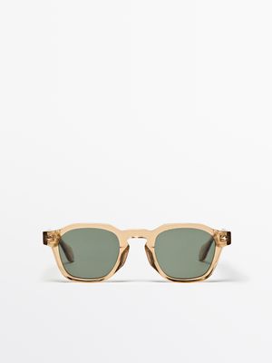 Massimo Dutti - Male - Geometriske Solbriller - Gul - 01