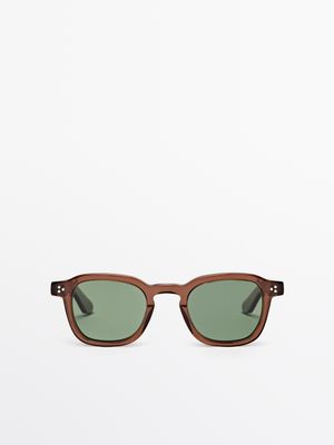 Massimo Dutti - Male - Runde Solbriller - Brun - 01