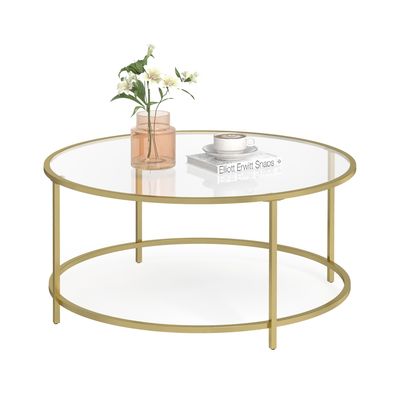 Soffbord, 84x84x45,5 cm, Guld