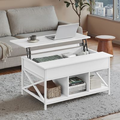 Soffbord, 60x100x48-62 cm, Vitt