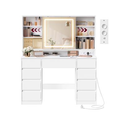 Sminkbord med spegel och LED-lampor, 40x110x141,5 cm, vit
