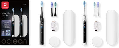 Oclean X Pro 20 S Duo Set eltandborstar för två, vit och svart
