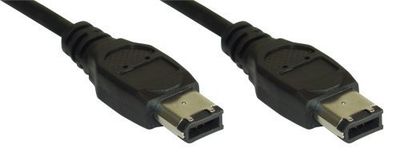 Inline Firewire kabel IEEE1394, 400 Mbps, 1,0 m lang, 6/6-pins