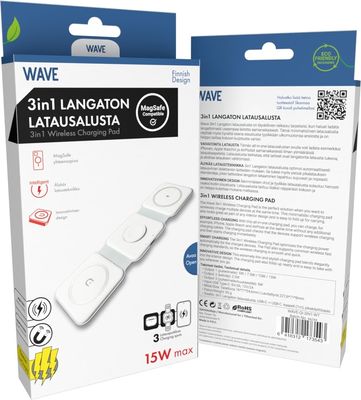 Wave Qi 3-i-1 trådlös laddplatta