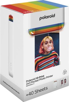 Polaroid Hi-Print Gen 2 -printer + 2 pakker Polaroid Hi-Print -printerpapir, hvid