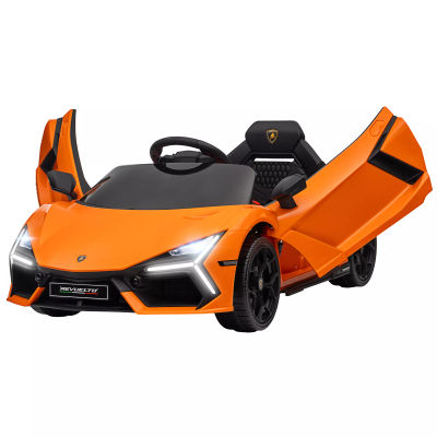 Barnens Elbil 12V Lamborghini Revuelto - Licensierad, Fjärrkontroll, Musik, LED-lampor, Orange, Max 5 km/h