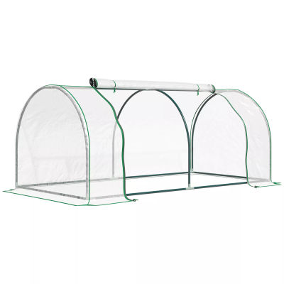 Outsunny Drivhus med dør, tidlig bed, planteavl, stål PVC, 200x100x80cm