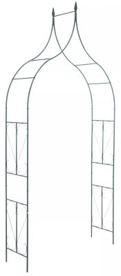Grøn metal rosenbue - Elegant klatrehjælp til roser og vedbend, pulverlakeret jern, 275 cm højde