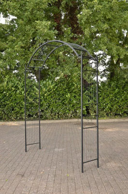 Flexi Trädgårdsrosenbåge - Justerbar Bredd, Slitstark Metall, Svart Pulverlackering, Klätterväxtstöd (175cm B x 268cm H Max)