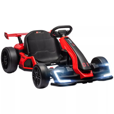 El-Gokart för barn 24V - Röd/Svart, 6-12 km/h Driftkart med mjukstart och justerbart säte