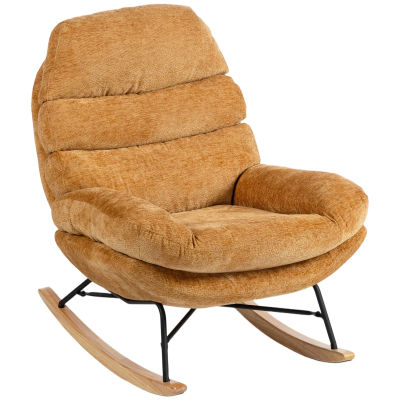 HOMCOM Vadderad Gungstol med St2?lben, Chenille (Polyester), Gul