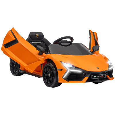 Barnens Elbil 12V Lamborghini Revuelto - Licensierad, Fjärrkontroll, Musik, LED-lampor, Orange, Max 5 km/h