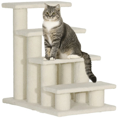 Kæledyrestrappe Hund Kat 4 Trin Plys Beige 63,5x43x60cm