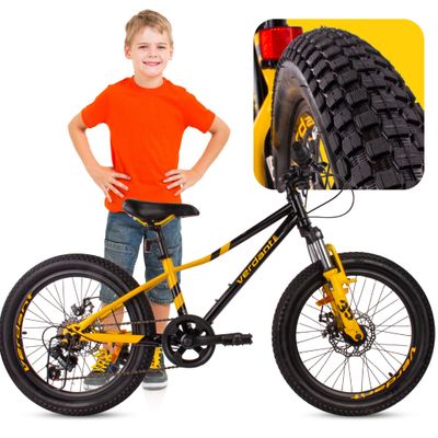 sun baby VERDANT BIKE Børnecykel 20 tommer - 6 gear Shimano - let aluminium, ringeklokke, sidestøtteben - Sort Gul