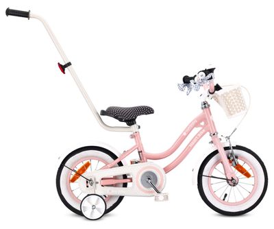 sun baby HEART BIKE Børnecykel 12 tommer - Kurv, Håndtag, Støttehjul - Rosa