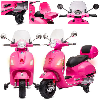 Barns ridebil, Vespa scooter med batteri och väska, fuchsia, Sun Baby
