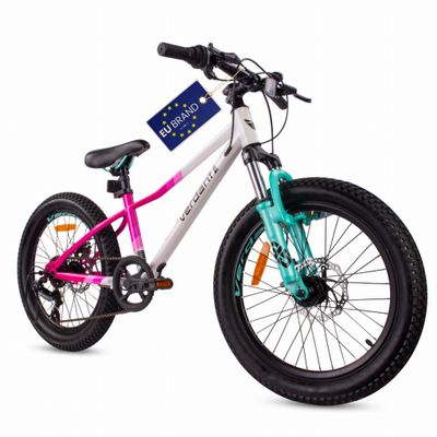 sun baby VERDANT BIKE Børnecykel 20 tommer - 6 gear Shimano - let aluminium, ringeklokke, sidestøtteben - Hvid Rosa