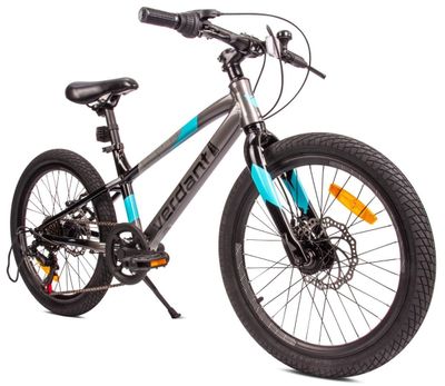 sun baby VERDANT BIKE Børnecykel 20 tommer - 6 gear Shimano - let, aluminiumsramme, skivebremser, ringeklokke - Blå Grafit