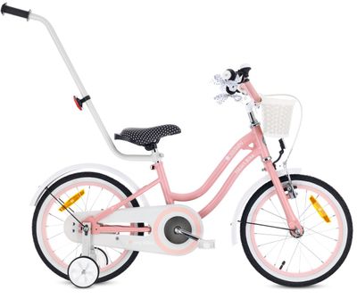 sun baby HEART BIKE Børnecykel 16 tommer - Kurv, Håndtag, Støttehjul - Silver Moon Pink