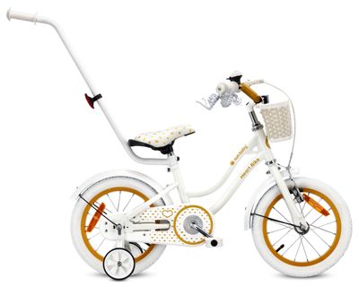 sun baby HEART BIKE Børnecykel 14 tommer - Kurv, Håndtag, Støttehjul - Hvid Guld