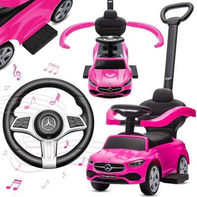 Sun Baby Gåbil Mercedes C-Class, pink - håndtag, bøjle, fodstøtter, lyd, 12m+, op til 23 kg