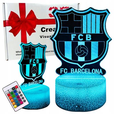 Natlampe til børn med FC Barcelonas våbenskjoldslogo 16 LED'er 3D + fjernbetjening