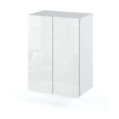 Væghængt badeværelsesskab, blank hvid, 40 cm, badeværelsessøjle, badeværelsesskab