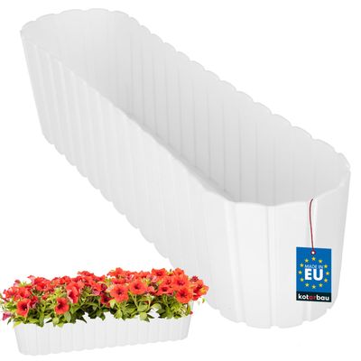 Urtepottekasse Oval til Altan Terrasse Rustik Hvid 600 MM