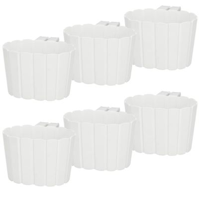 Parvekkeen kukkaruukku kaiteeseen ripustettavaksi, maalaismainen valkoinen, 20 cm, 6 kpl