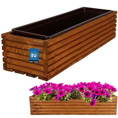 KOTARBAU® Træhavekasse til Terrasse med egetræsindsats 64 x 20 cm
