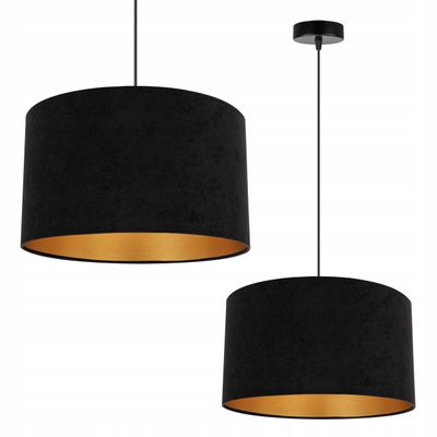 HÄNGANDE LAMPA TAKKRONAN GYLLENE SAMMETS LAMPSKÄRM