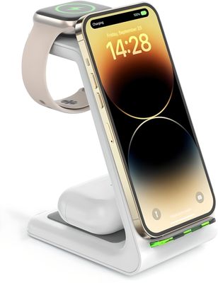 3-in-1 langaton induktiivinen laturi Samsung Android -älykellolle ja -kuulokkeille