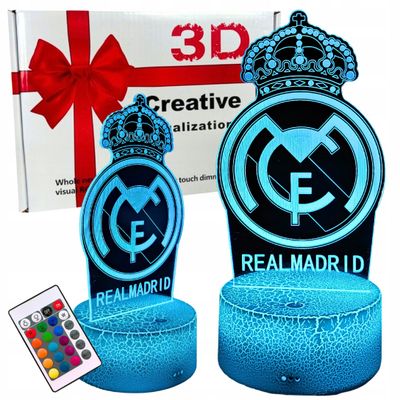 Real Madrids våbenskjoldslogo natlampe til børn 16 LED 3D + fjernbetjening