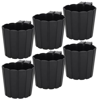 Balkonurtepotte til balustrade med terrasseholder antracit 15 cm 6 stk.