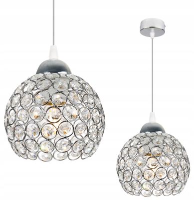 Kromhängande lampa med ljuskrona i takkristall