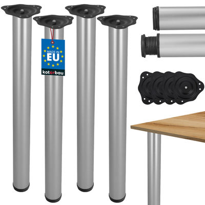 KOTARBAU® Justerbare Bordben 71-74,5 cm Stål Sølv Aluminium Sæt med 4
