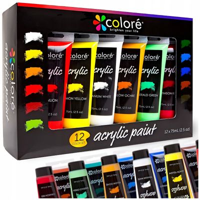 Professionellt akrylfärgset 12x75 ml i tub