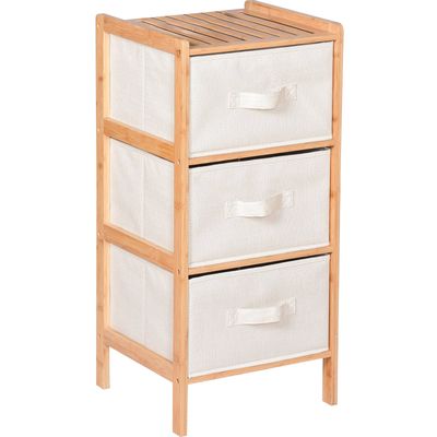 Badrumsskåp i bambu med lådor 37x35x79 cm SRB31 Begryf