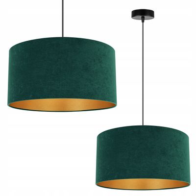 HÄNGANDE LAMPA TAKKRONAN GYLLENE SAMMETS LAMPSKÄRM