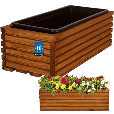 KOTARBAU® Træhavekasse til Terrasse med egetræsindsats 44 x 20 cm