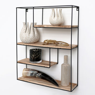 Sort metal vægreol - Rektangel - 55x45x11 cm