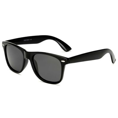 Retro wayfarer solbriller svart svart glass + senil ledning
