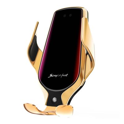Smart trådløs mobil oplader med mobilholder til bil - guld
