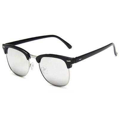 Black Clubmaster solbriller Silver Mirror Glass + Senile ledning