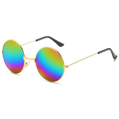 Runde solbriller Gold Rainbow Mirror Glass + Senile String
