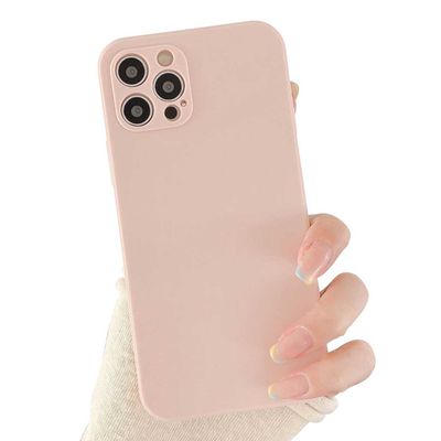 iPhone 12 Pro Thin Pink Beige Mobile Shell med objektivdeksel 1mm TPU